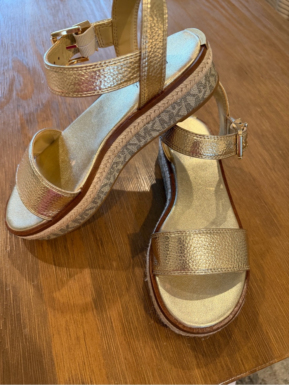 Michael Kors Metallic Gold Platform Espadrille Sandals